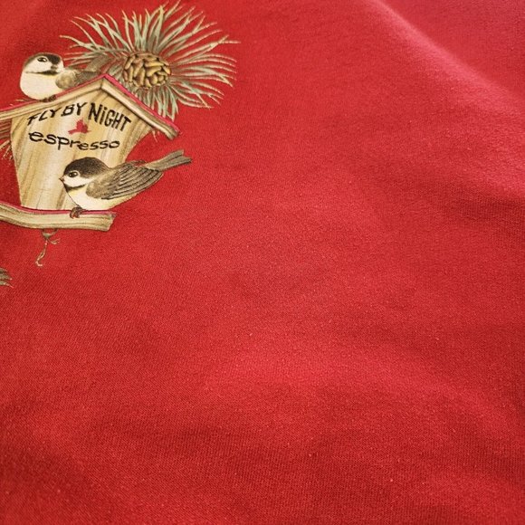 Retro 90s‎ L Red Bird Feeder Graphic Crewneck Sweatshirt READ Funny Fastfood - Picture 5 of 8